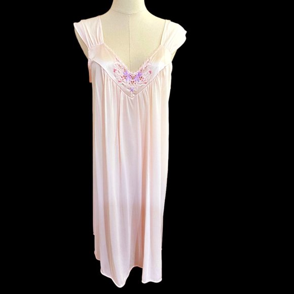 Vintage Vanity Fair Gown Robe Set Size M Pink Sleeveless Gown Short Sleeve Robe - Picture 4 of 10